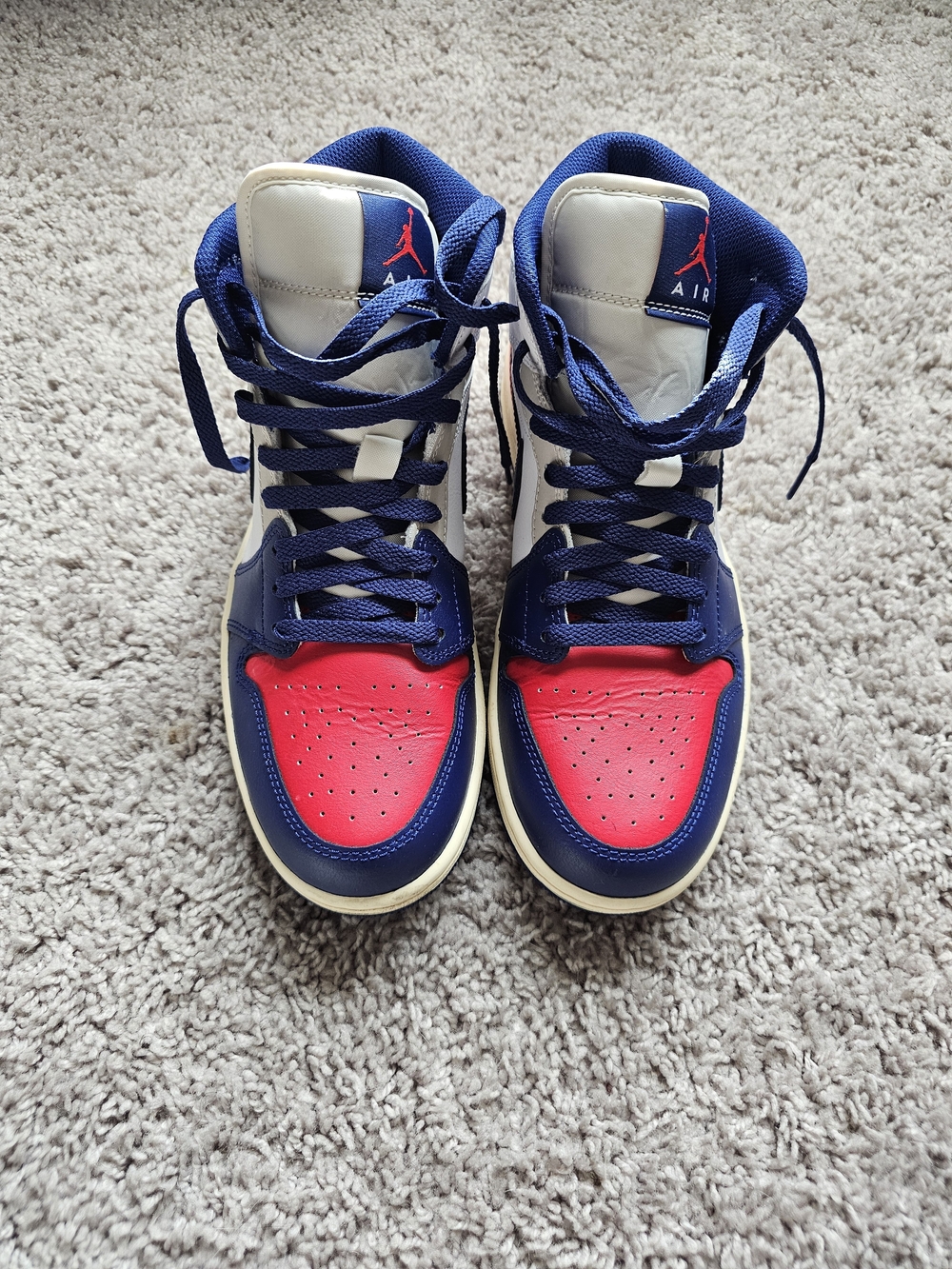 Nike Air Jordan 1 Mid Red White Navy Men’s Size 9 DQ8426-102 - Picture 1 of 7